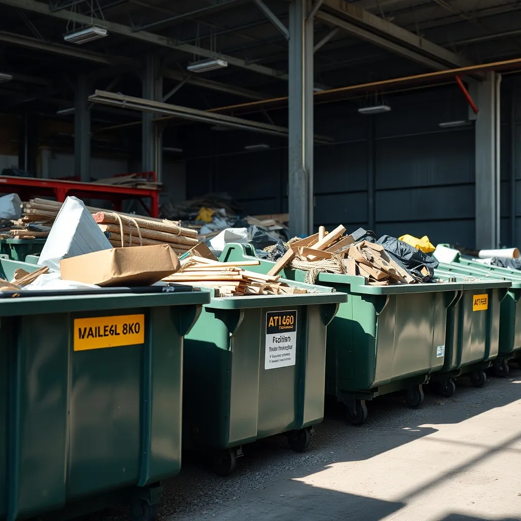 Industrial waste containers for construction debris, organiz